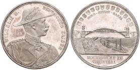 Brandenburg/-Preußen. 
- Nord-Ostsee-Kanal. 
Silbermedaille 1895 (v. Lauer) auf die Eröffnung, Wilhelm II. / Hochbrücke zu Grünthal, i. Rd: EINE SEG...