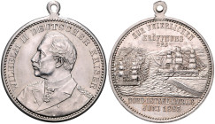 Brandenburg/-Preußen. 
- Nord-Ostsee-Kanal. 
Silbermedaille 1895 (unsign. v. Oertel) auf die Eröffnung, Wilhelm II., mit Riffelrand. Slg.&nbsp;Marie...