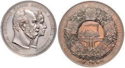 Brandenburg-Berlin, Stadt. 
Lot von 2 Stücken: Bronzemedaille 1844 auf die Gewerbeausstellung (45,2mm 53,48g) und versilberte Bronzemedaille 1879 (v....