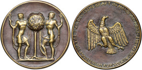 Brandenburg-Berlin, Stadt. 
Bronzegussmedaille o.J. (unsign. v. Hugo Lederer) 'Für deutsche Kraft in Hand und Herz' gewidmet vom preuss. Ministerium ...
