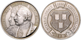 Brandenburg-Berlin, Stadt. 
Silbermedaille 1896 (unsign.) auf die Internationale Kunstausstellung. Slg.&nbsp;Marienburg&nbsp;-, Priese&nbsp;1896/71. ...