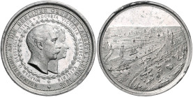 Brandenburg-Berlin, Stadt. 
Zinnmedaille 1896 (unsign. v. Bolle & Jordan) auf die Gewerbeausstellung. Priese&nbsp;1896/21. 43,7&nbsp;mm, 31,51&nbsp;g...