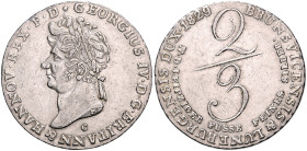Braunschweig/-Calenberg-Hannover, ab 1814 Königreich. 
Georg IV. 1820-1830. 2/3 Taler 1829 C. Kahnt&nbsp;208, AKS&nbsp;39, Jaeger&nbsp;24. . 

ss-v...