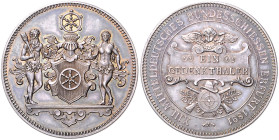 Erfurt, Stadt. 
Silbermedaille 1891 (v. Apell) auf das 13. Mitteldeutsche Bundesschießen. Slg.&nbsp;Peltzer&nbsp;1048. herrliche Patina 34,1&nbsp;mm,...