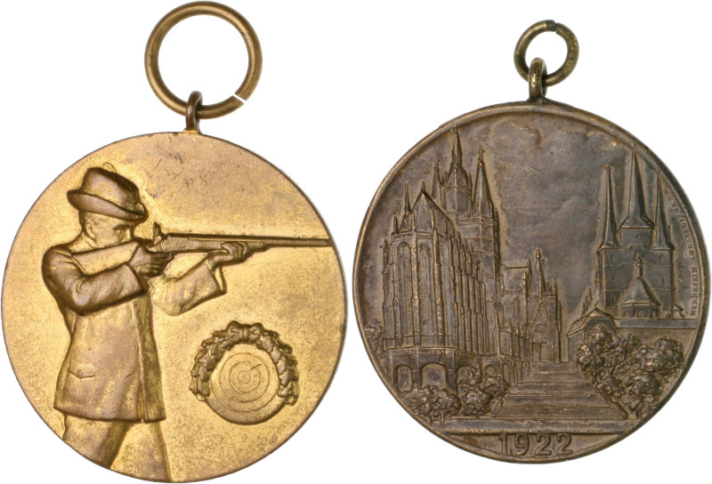 Erfurt, Stadt. 
Lot von 3 Stücken: Bronzemedaille 1891 (unsign.) auf das 13. Mi...