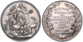 Erfurt, Stadt. 
Lot von 3 Stücken: Silbermedaille 1894 (v. Apell) Prämie der Gewerbe- und Industrieausstellung (50,4mm 45,22g) // Silbermedaille 1907...