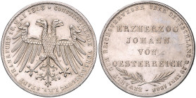 Frankfurt, Stadt. 
Doppelgulden 1848 Erzherzog Johann v. Österreich, erwählt zum Reichsverweser. Kahnt&nbsp;176, Davenport&nbsp;644, AKS&nbsp;39, Thu...