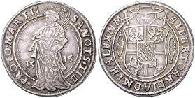 Halberstadt, Bistum. 
Albrecht von Brandenburg 1513-1545. Halbtaler 1515 mit dem elsässischen Wappen im Zentrum und verwirrenden Umschriften. B/B/B&n...