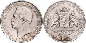 Hessen/-Darmstadt. 
Ludwig III. 1848-1877. Vereinstaler 1860. Kahnt&nbsp;266, Davenport&nbsp;707, AKS&nbsp;120, Thun&nbsp;200. . 

ss+