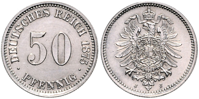 Kleinmünzen. 
50 Pfennig 1875 J. Jaeger&nbsp;7. . 

vz-/vz+