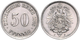 Kleinmünzen. 
50 Pfennig 1875 J. Jaeger&nbsp;7. . 

vz-/vz+