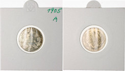 Kleinmünzen. 
Lot von 10 Stücken: 1/2 Mark 1905,1906, 1907, 1909, 1912 und 1913 A, D und E. Jaeger&nbsp;16. . 

alle f.st-st