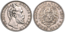 Anhalt. 
Friedrich I. 1871-1904. 2 Mark 1876. Jaeger&nbsp;19. . 

f.vz