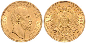 Anhalt. 
Friedrich I. 1871-1904. 10 Mark 1901 A. Jaeger&nbsp;180. . 

f.vz/vz