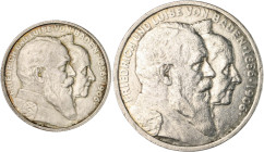Baden. 
Friedrich I. 1856-1907. Lot von 2 Stücken: 2 Mark und 5 Mark 1906 Zur Goldenen Hochzeit am 20.9.1906. Jaeger&nbsp;34,35. . 

f.vz/vz und ss...