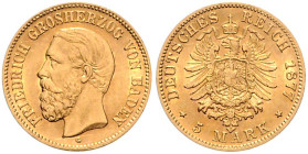 Baden. 
Friedrich I. 1856-1907. 5 Mark 1877 G. Jaeger&nbsp;185. . 

ss-vz