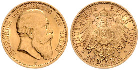 Baden. 
Friedrich I. 1856-1907. 10 Mark 1903 G. Jaeger&nbsp;190. . 

vz