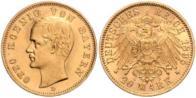 Bayern. 
Otto 1886-1913. 20 Mark 1895 D. Jaeger&nbsp;200. . 

vz/vz-st