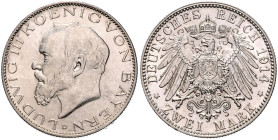 Bayern. 
Ludwig III. 1913-1918. 2 Mark 1914 D. Jaeger&nbsp;51. . 

vz-st