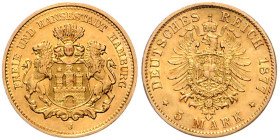 Hamburg. 
5 Mark 1877 J. Jaeger&nbsp;208. . 

f.vz