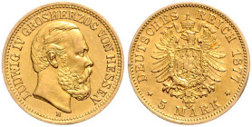 Hessen. 
Ludwig IV. 1877-1892. 5 Mark 1877 H. Jaeger&nbsp;218. . 

vz+
