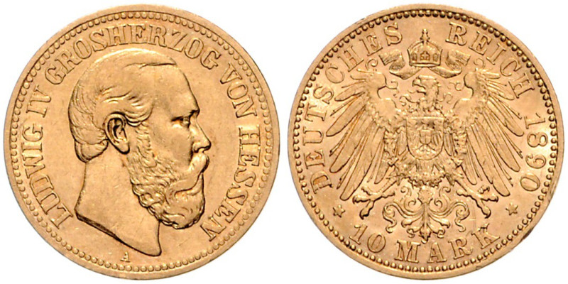 Hessen. 
Ludwig IV. 1877-1892. 10 Mark 1890 A. Jaeger&nbsp;220. . 

ss