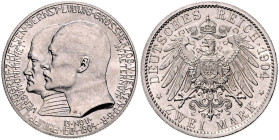 Hessen. 
Ernst Ludwig 1892-1918. 2 Mark 1904 (A) Zum 400. Geburtstag Philipps des Großmütigen. Jaeger&nbsp;74. . 

vz-st