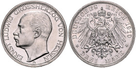 Hessen. 
Ernst Ludwig 1892-1918. 3 Mark 1910 A. Jaeger&nbsp;76. . 

vz-st