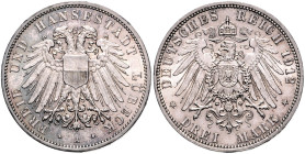 Lübeck. 
3 Mark 1912 A. Jaeger&nbsp;82. winz. Rf.. 

st-