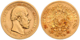 Mecklenburg/-Schwerin. 
Friedrich Franz II. 1842-1883. 10 Mark 1872 A. Jaeger&nbsp;229. . 

ss