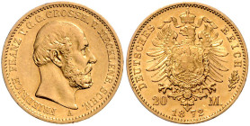Mecklenburg/-Schwerin. 
Friedrich Franz II. 1842-1883. 20 Mark 1872 A. Jaeger&nbsp;230. winz. Rf.. 

ss