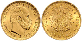 Preußen. 
Wilhelm I. 1861-1888. 20 Mark 1884 A. Jaeger&nbsp;246. . 

vz-st