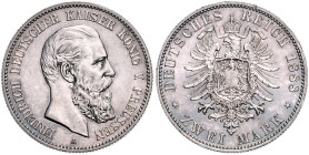 Preußen. 
Friedrich III. 1888. 2 Mark 1888 A. Jaeger&nbsp;98. schöne Patina. 

vz-st/st-