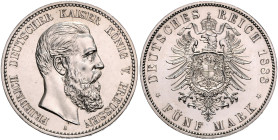 Preußen. 
Friedrich III. 1888. 5 Mark 1888 A. Jaeger&nbsp;99. . 

gutes vz-st