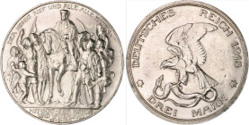 Preußen. 
Wilhelm II. 1888-1918. 3 Mark 1913 Zur Jahrhundertfeier der Befreiungskriege gegen Frankreich. Jaeger&nbsp;110. . 

vz-st