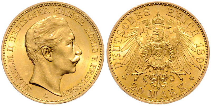 Preußen. 
Wilhelm II. 1888-1918. 20 Mark 1897 A. Jaeger&nbsp;252. . 

vz-st