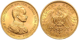Preußen. 
Wilhelm II. 1888-1918. 20 Mark 1914 A. Jaeger&nbsp;253. . 

vz
