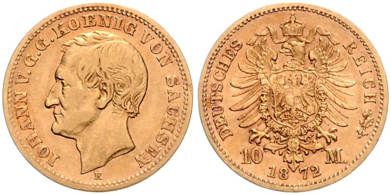 Sachsen. 
Johann 1854-1873. 10 Mark 1872 E. Jaeger&nbsp;257. . 

ss