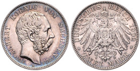 Sachsen. 
Albert 1873-1902. 2 Mark 1902 E Auf den Tod des Königs. Jaeger&nbsp;127. . 

vz