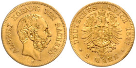 Sachsen. 
Albert 1873-1902. 5 Mark 1877 E. Jaeger&nbsp;260. . 

vz