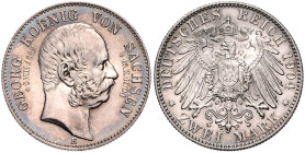 Sachsen. 
Georg 1902-1904. 2 Mark 1904 E Auf den Tod des Königs. Jaeger&nbsp;132. . 

f.st