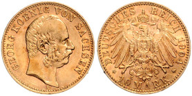 Sachsen. 
Georg 1902-1904. 10 Mark 1904 E. Jaeger&nbsp;265. leicht gewölbt. 

ss