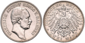 Sachsen. 
Friedrich August III. 1904-1918. 2 Mark 1914 E. Jaeger&nbsp;134. . 

vz-