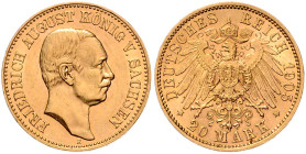 Sachsen. 
Friedrich August III. 1904-1918. 20 Mark 1905 E. Jaeger&nbsp;268. . 

f.vz