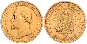 Sachsen/-Coburg-Gotha. 
Ernst II. 1844-1893. 20 Mark 1886 A. Jaeger&nbsp;271. . 

ss