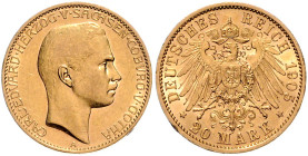 Sachsen/-Coburg-Gotha. 
Carl Eduard 1900-1918. 10 Mark 1905 A. Jaeger&nbsp;273. . 

ss+/vz-