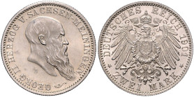 Sachsen/-Meiningen. 
Georg II. 1866-1914. 2 Mark 1901 D Zum 75. Geburtstag des Herzogs. Jaeger&nbsp;149. . 

f.st