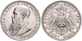 Sachsen/-Meiningen. 
Georg II. 1866-1914. 3 Mark 1913 D. Jaeger&nbsp;152. . 

gutes ss