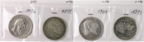 Württemberg. 
Wilhelm II. 1891-1918. Lot von 4 Stücken: 5 Mark, 1875 F und 1876 F , 1908 F und 1913 F. Jaeger&nbsp;173,&nbsp;176. . 

ss und besser...