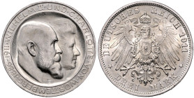 Württemberg. 
Wilhelm II. 1891-1918. 3 Mark 1911 F Zur Silbernen Hochzeit am 8.4.1911. Jaeger&nbsp;177a. . 

st-